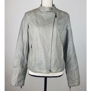 JouJou Large Faux Leather Jacket Moto Asymmetrical